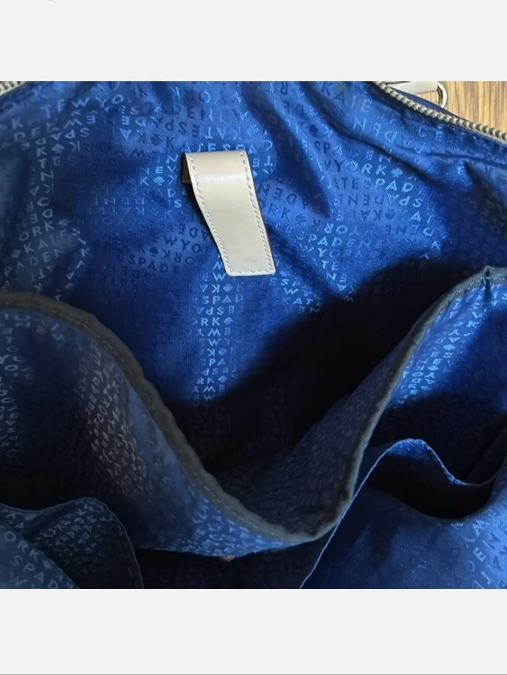 kate spade Navy Nylon Laptop Bag with Cream Trim